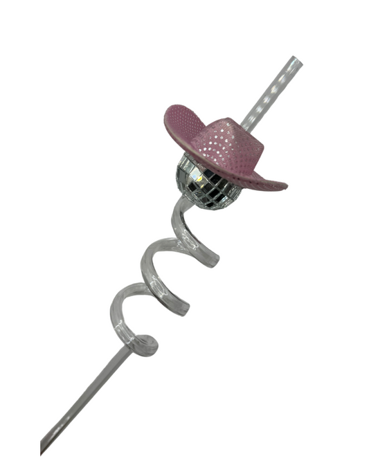 Sequin Light Pink Disco Cowgirl Straw